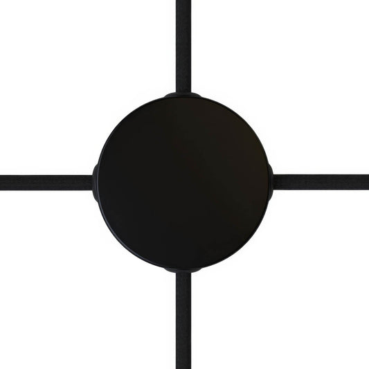 Kit Mini rosone cilindrico in metallo a 4 fori laterali (scatola di derivazione) - Nero opaco