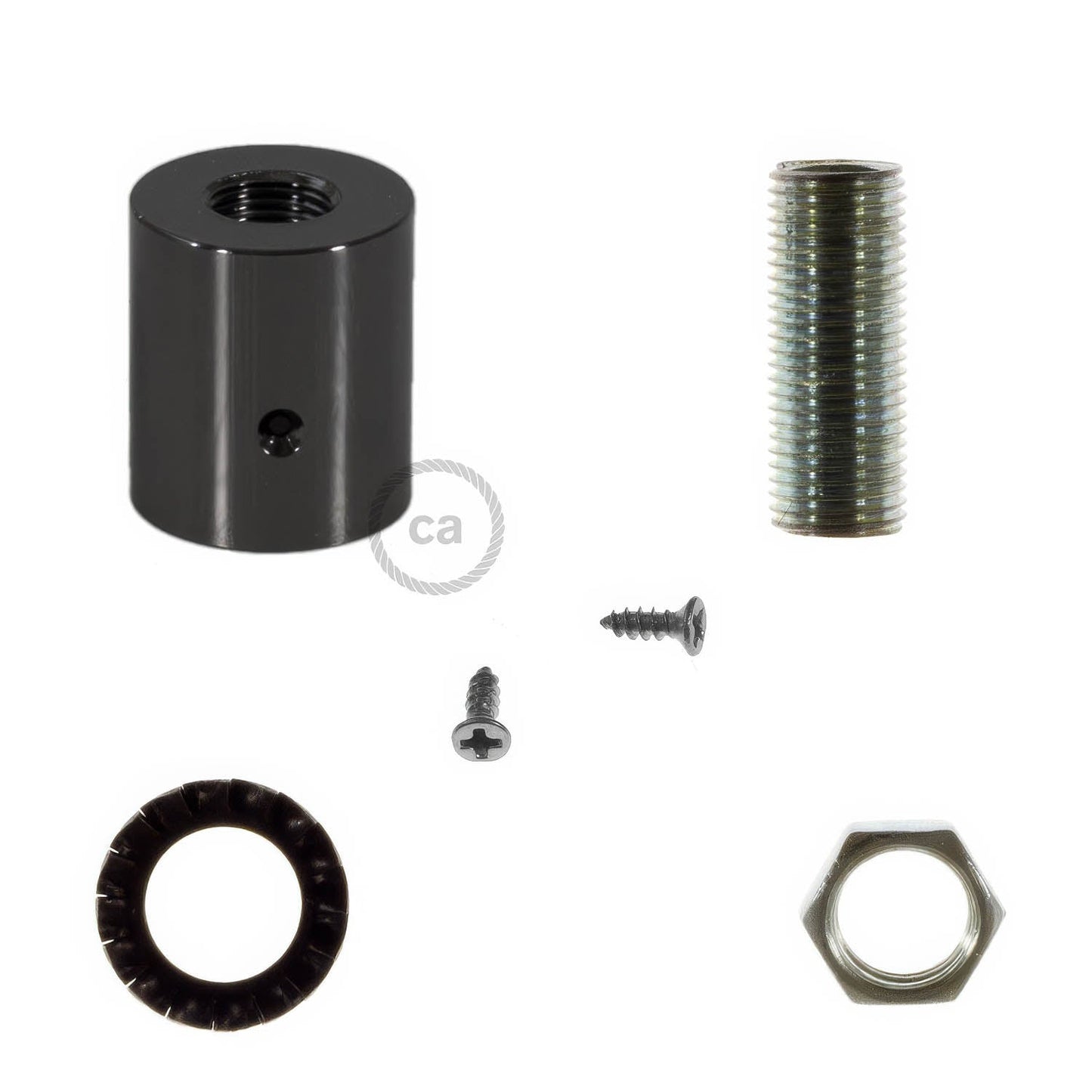 Terminale in metallo nero perla per Creative-Tube da 16 mm, completo di accessori