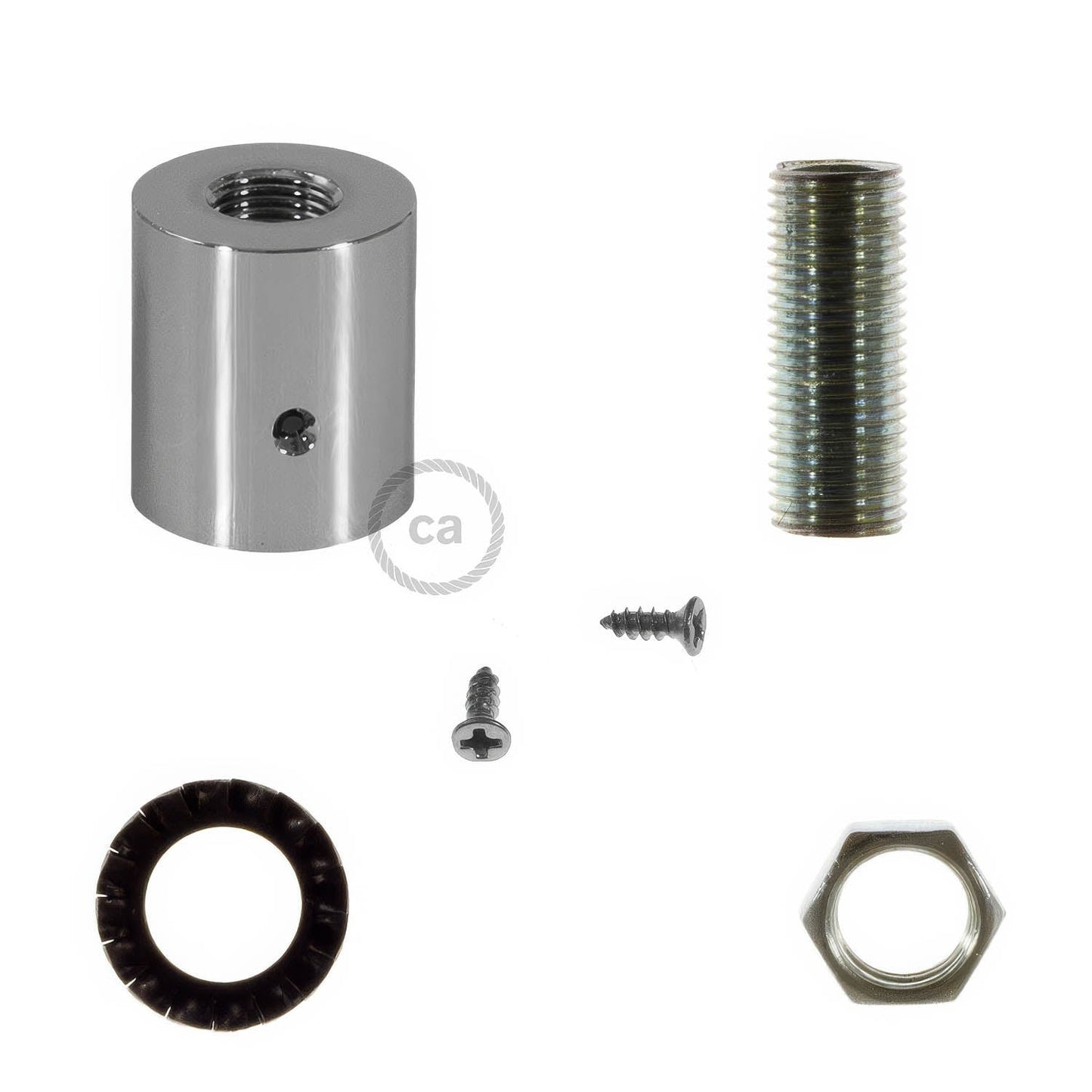 Terminale in metallo cromato per Creative-Tube da 16 mm, completo di accessori
