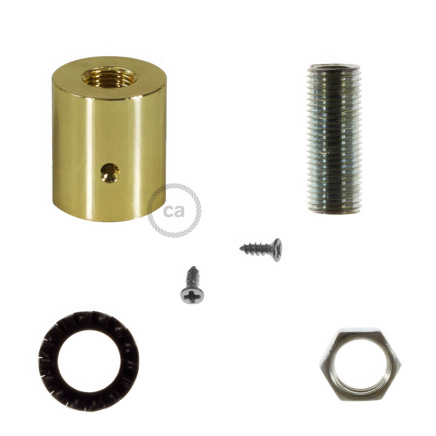 Terminale in metallo ottonato per Creative-Tube da 16 mm, completo di accessori