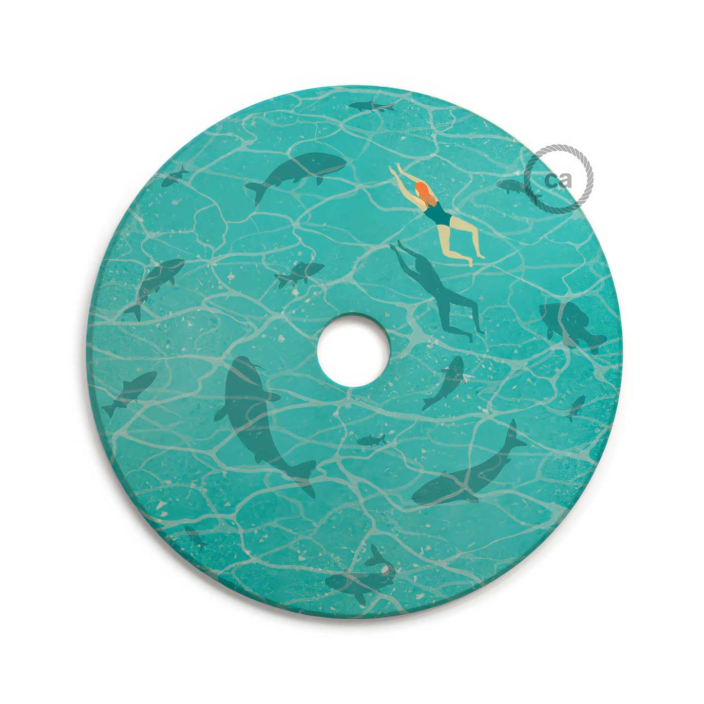 UFO Paralume in legno Special Edition Illustratori Italiani, double face, diametro 33 cm - Davide Bonazzi