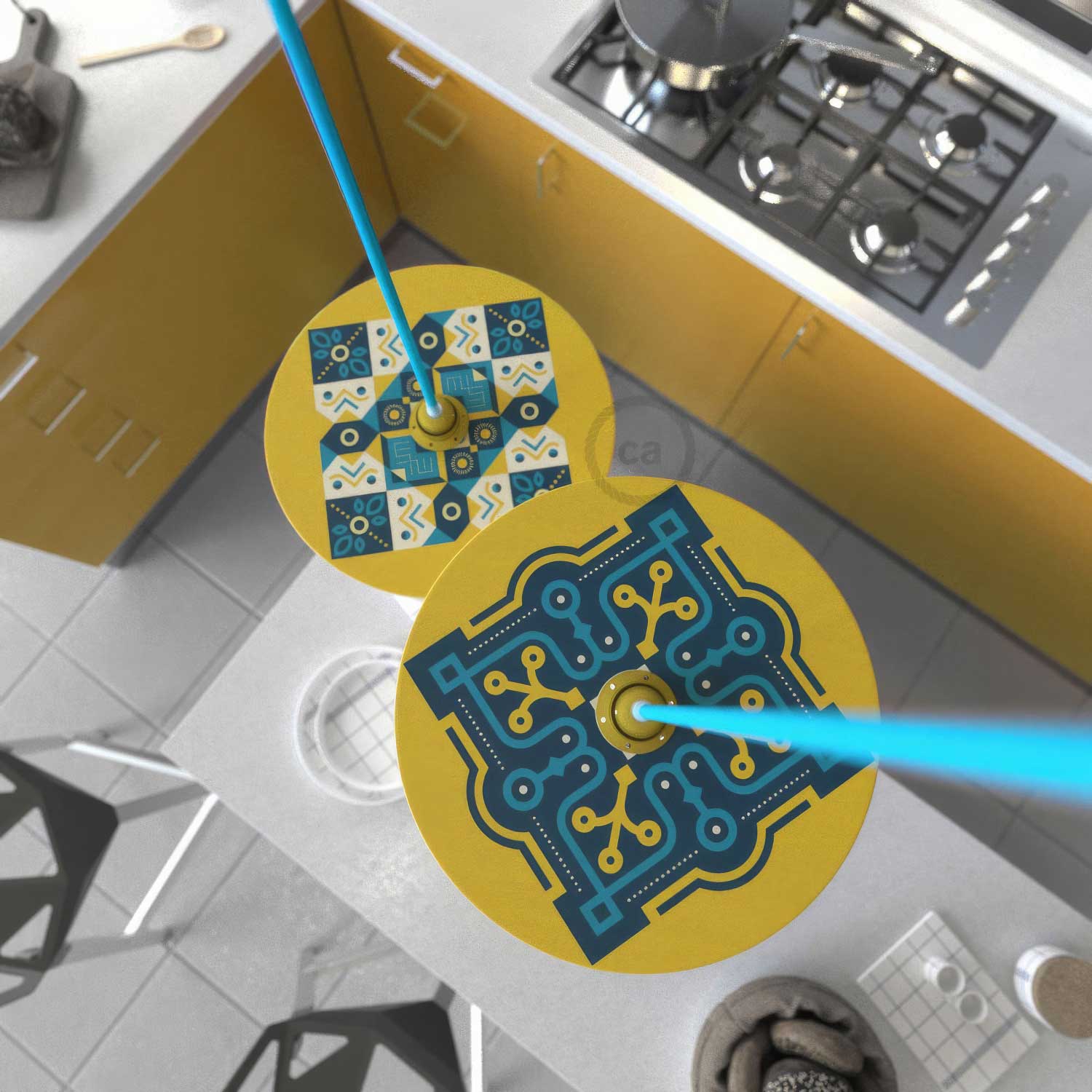 UFO Paralume in legno Special Edition Illustratori Italiani, double face, diametro 33 cm - ODD