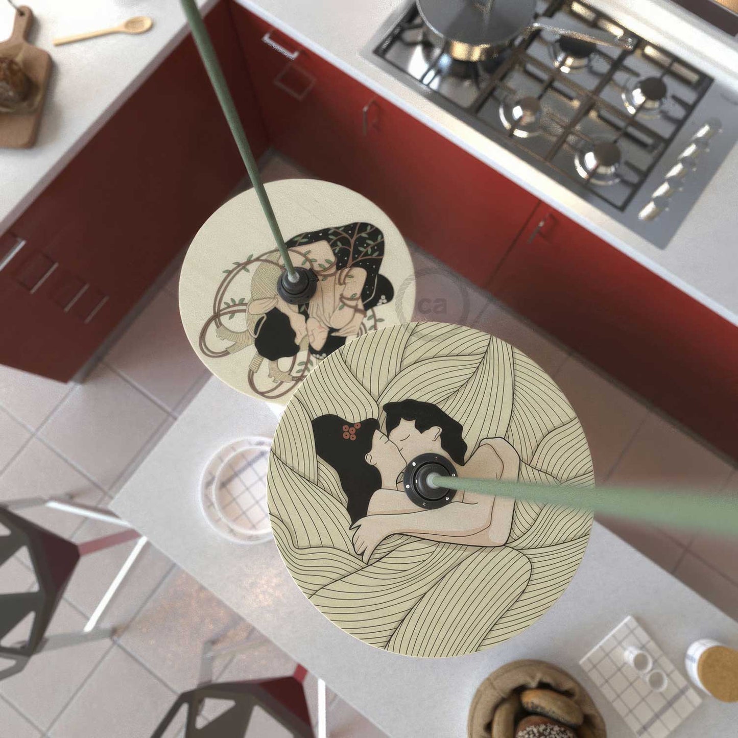 UFO Paralume in legno Special Edition Illustratori Italiani, double face, diametro 33 cm - Carolina Zuniga