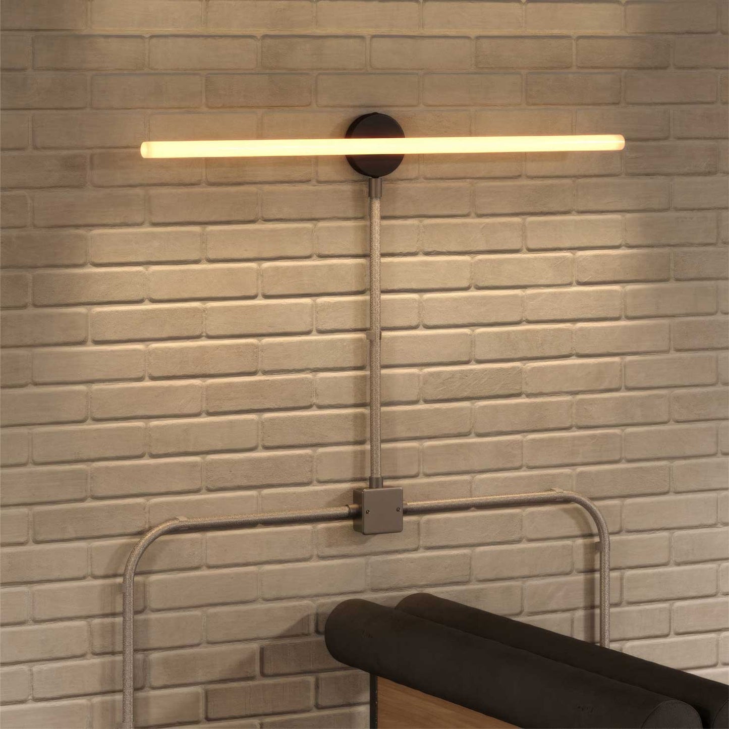 Creative-Tube flexible conduit, Grey Natural Linen RN02 fabric covering, 20 mm diameter