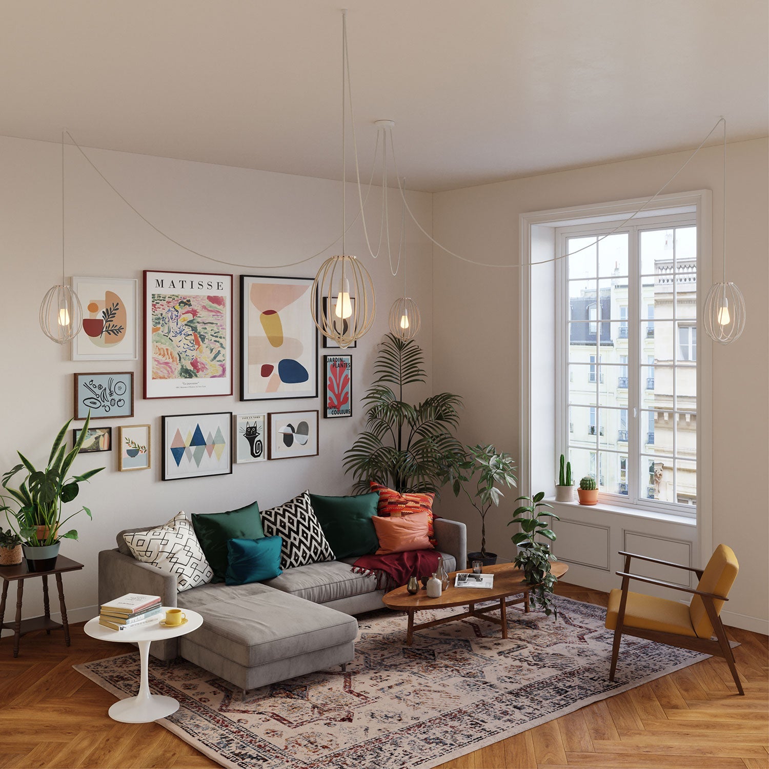 Paralume Cablò multicolor 100 cm e cavi Losanga