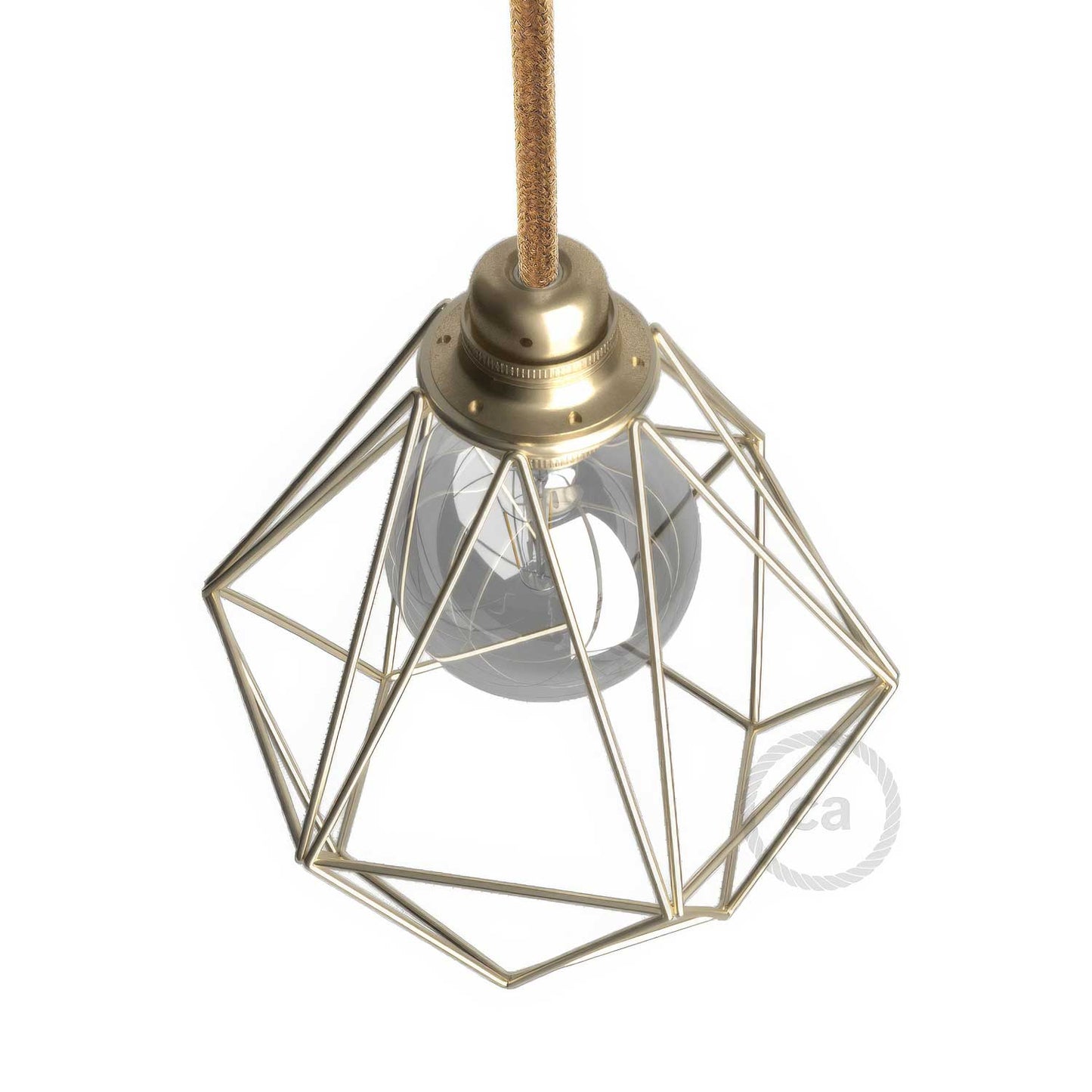 Gabbia paralume Diamond in metallo con attacco E27 - Ottone