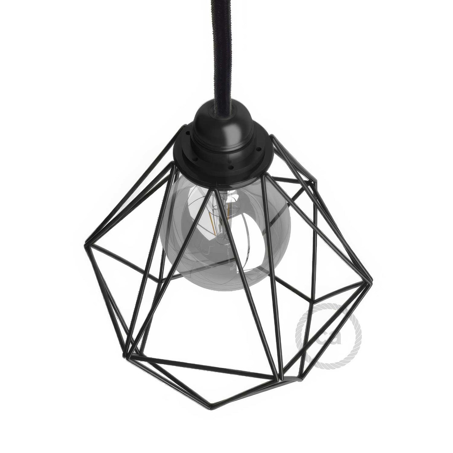 Gabbia paralume Diamond in metallo con attacco E27 - Nero