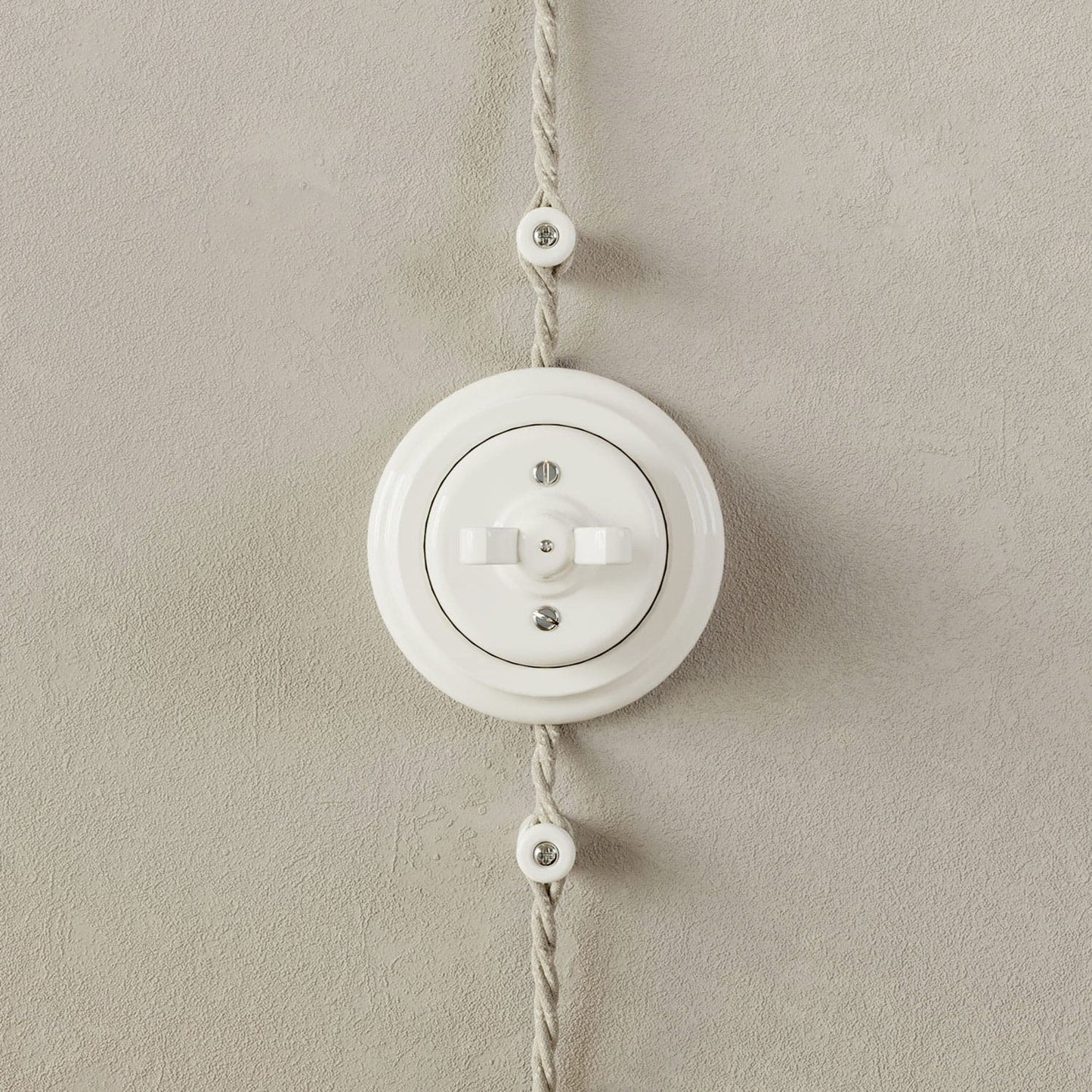 Base in porcellana per presa elettrica e per interruttore/deviatore  - Bianco