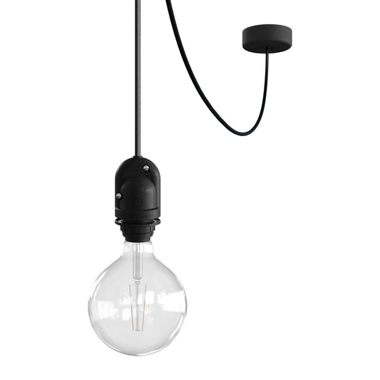 Modulair Lampada da esterno per paralume con 5 m cavo tessile, decentatore, rosone e portalampada IP65 - Nero