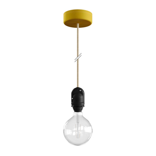 Modulair Lampada per paralume da esterni con 1,5 m cavo tessile, rosone e portalampada IP65 waterproof - Mostarda