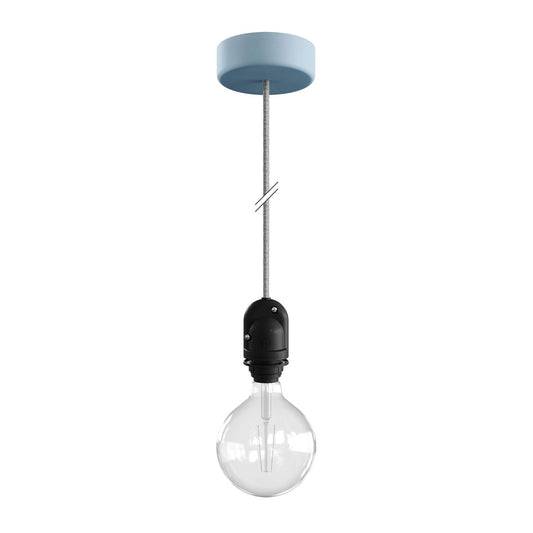 Modulair Lampada per paralume da esterni con 1,5 m cavo tessile, rosone e portalampada IP65 waterproof - Blu carta da zucchero