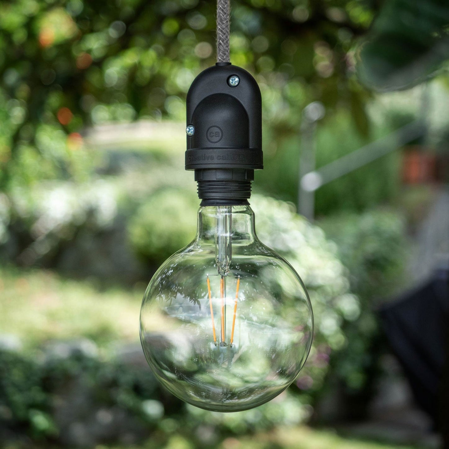 Modulair Lampada per paralume da esterni con 1,5 m cavo tessile, rosone e portalampada IP65 waterproof - Blu carta da zucchero
