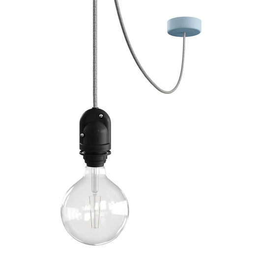 Modulair Lampada da esterno per paralume con 5 m cavo tessile, decentatore, rosone e portalampada IP65 - Blu carta da zucchero