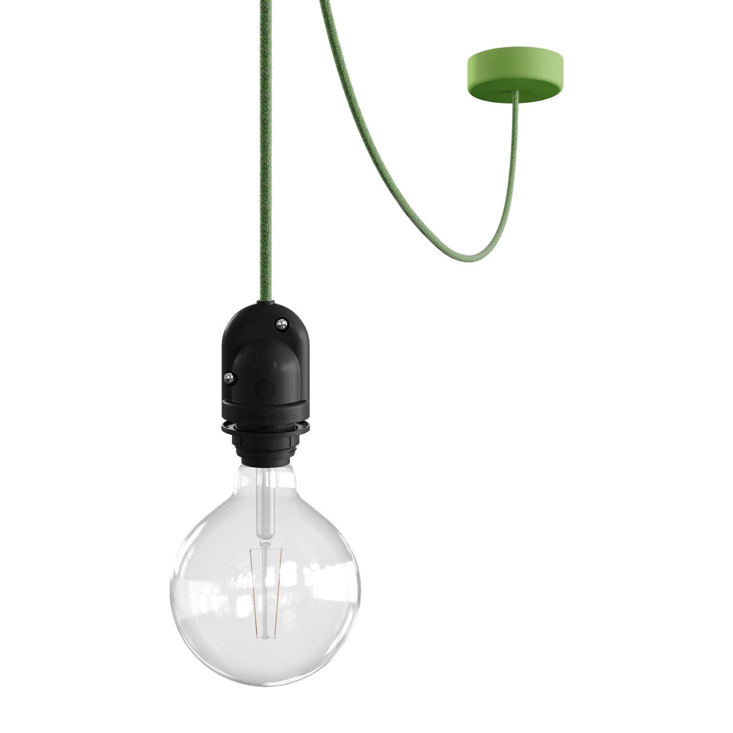 Modulair Lampada da esterno per paralume con 5 m cavo tessile, decentatore, rosone e portalampada IP65 - Verde prato