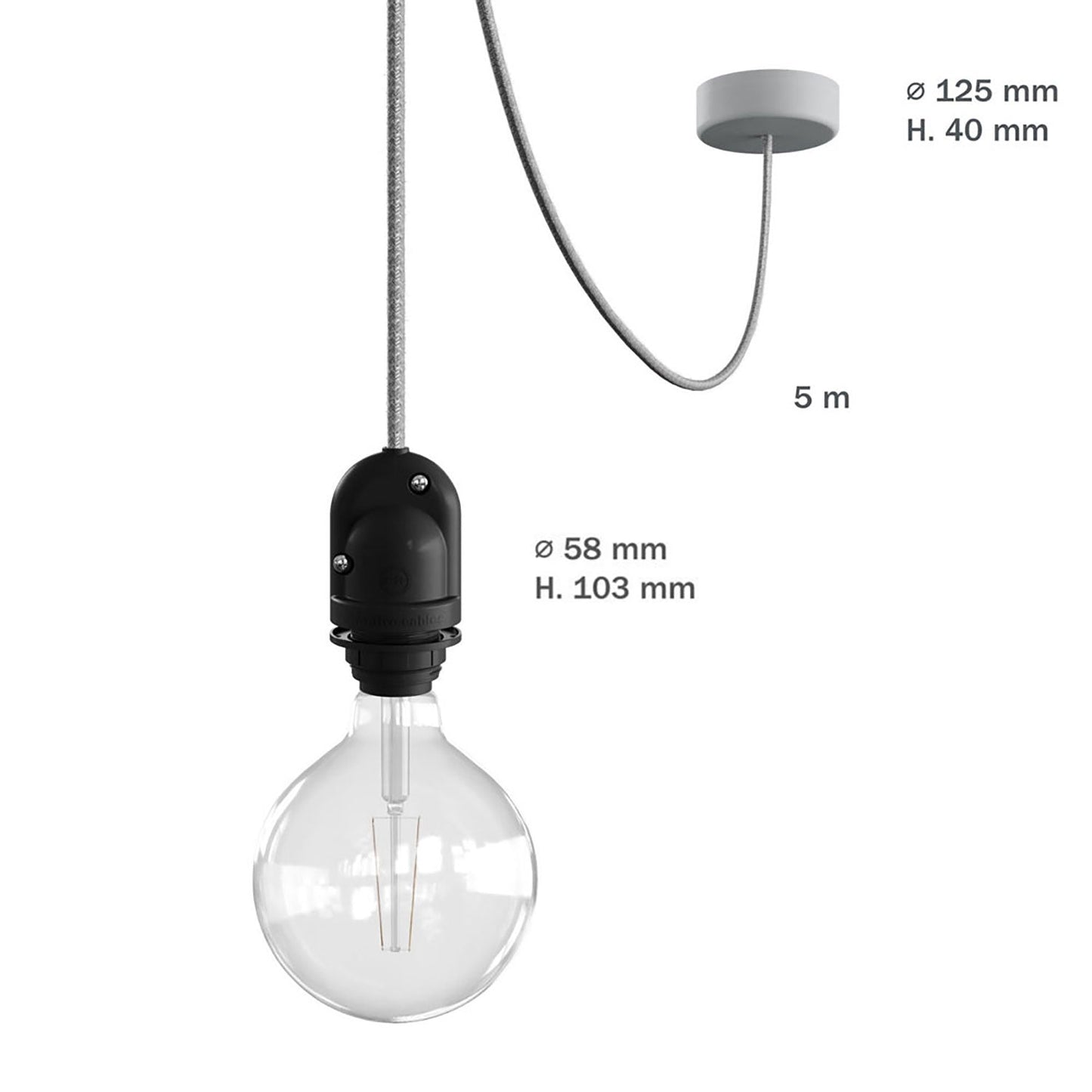 Modulair Lampada da esterno per paralume con 5 m cavo tessile, decentatore, rosone e portalampada IP65 - Verde prato