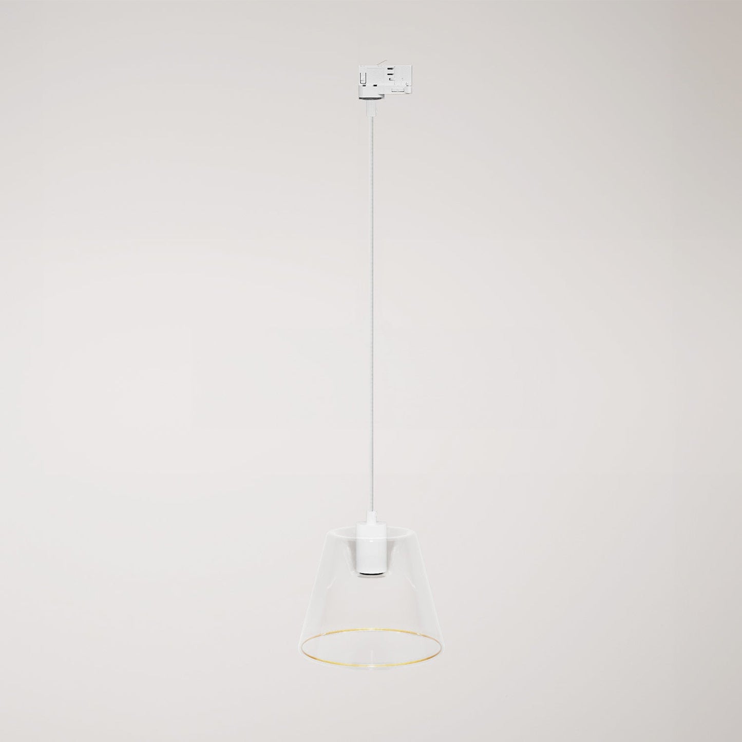 Lampada a sospensione con lampadina Ghost a cono trasparente per binari - Bianco