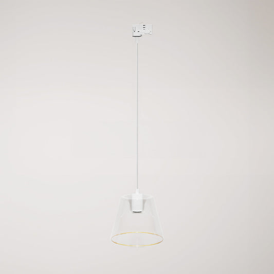 Lampada a sospensione con lampadina Ghost a cono trasparente per binari - Bianco