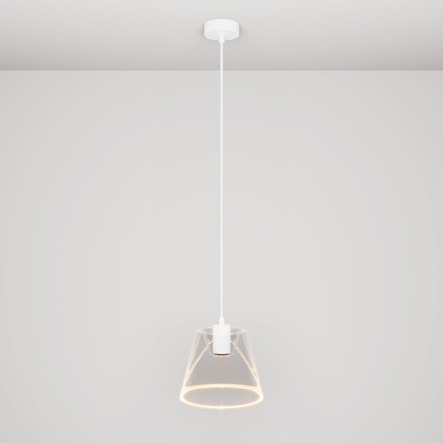 Lampada a sospensione con lampadina Ghost a cono trasparente - Bianco