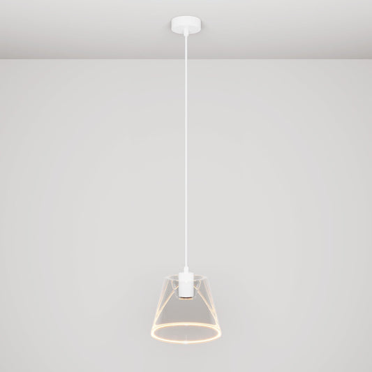 Lampada a sospensione con lampadina Ghost a cono trasparente - Bianco