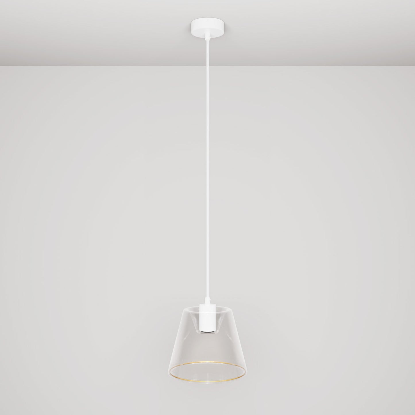 Lampada a sospensione con lampadina Ghost a cono trasparente - Bianco