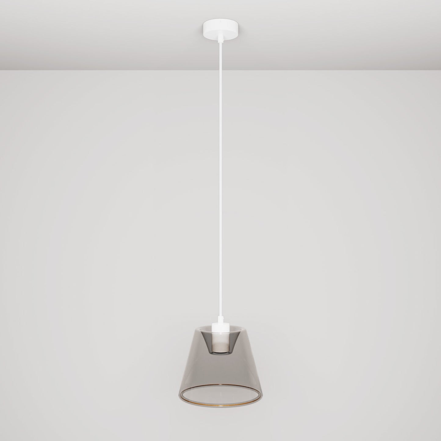 Lampada a sospensione con lampadina Ghost a cono smoky - Bianco