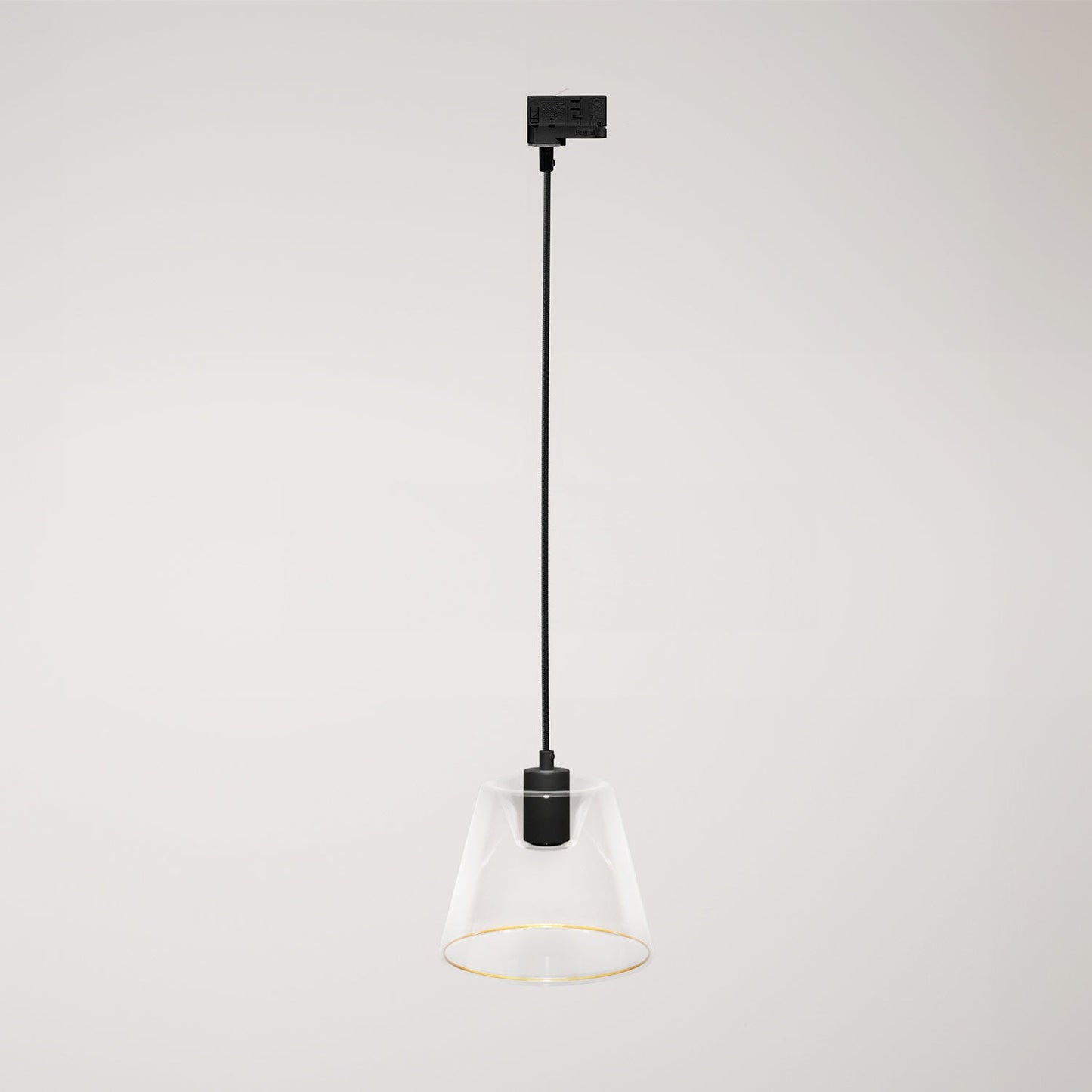 Lampada a sospensione con lampadina Ghost a cono trasparente per binari - Nero