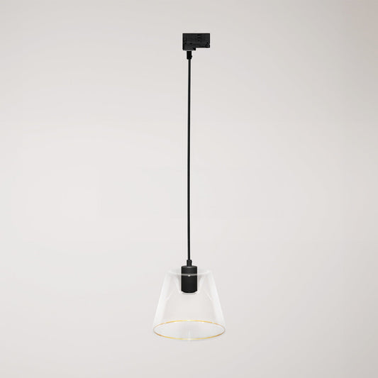 Lampada a sospensione con lampadina Ghost a cono trasparente per binari - Nero