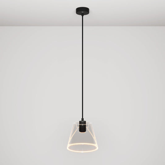 Lampada a sospensione con lampadina Ghost a cono trasparente - Nero