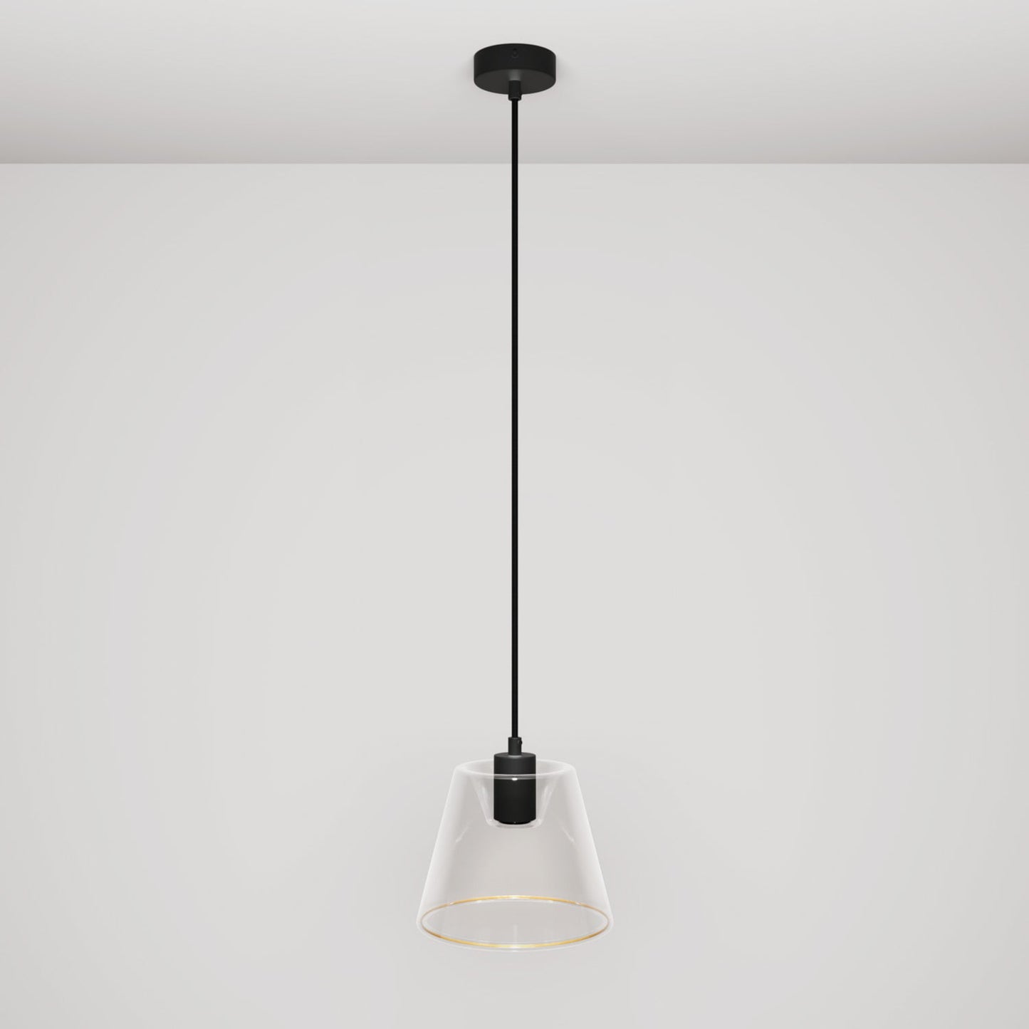 Lampada a sospensione con lampadina Ghost a cono trasparente - Nero