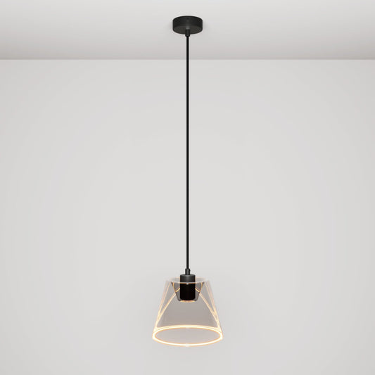 Lampada a sospensione con lampadina Ghost a cono smoky - Nero