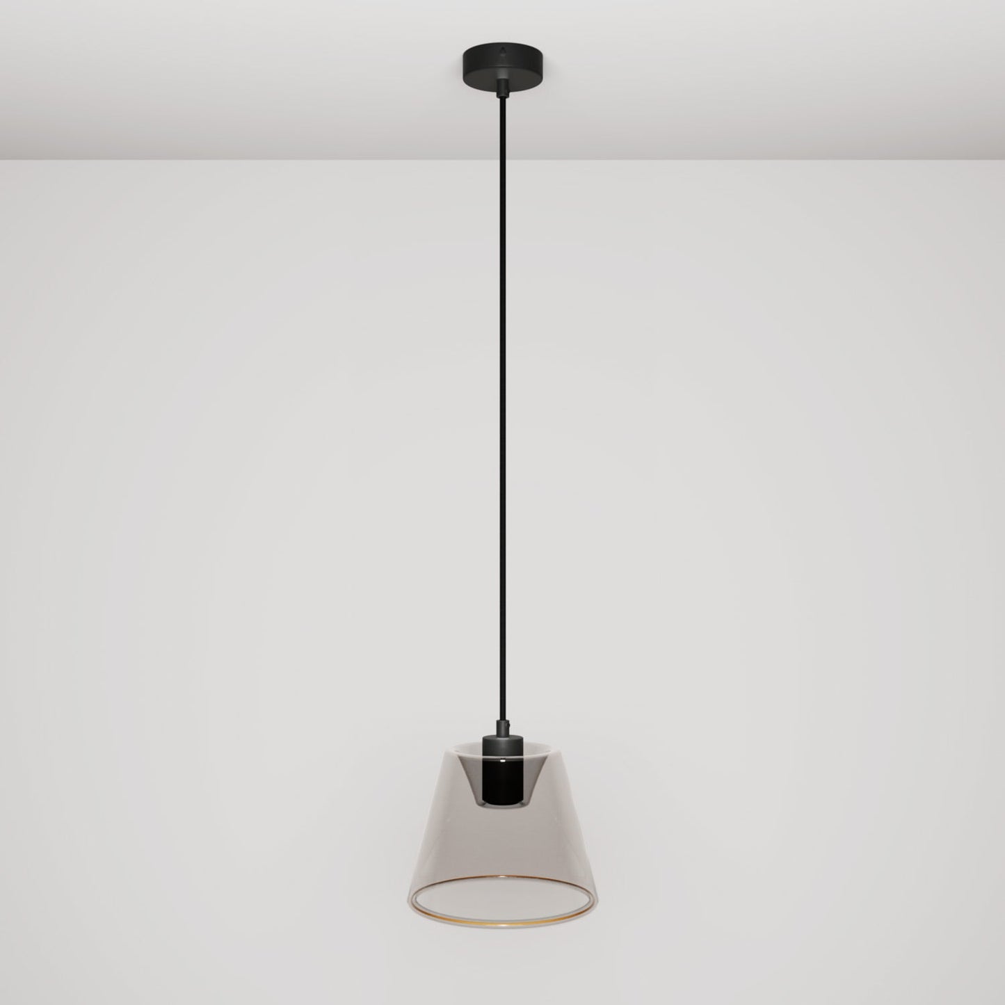 Lampada a sospensione con lampadina Ghost a cono smoky - Nero