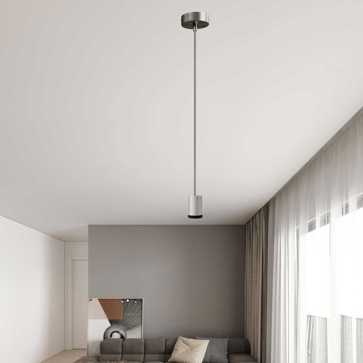 Lampada faretto a sospensione singola Mini Spotlight GU1d0  - Titanio satinato