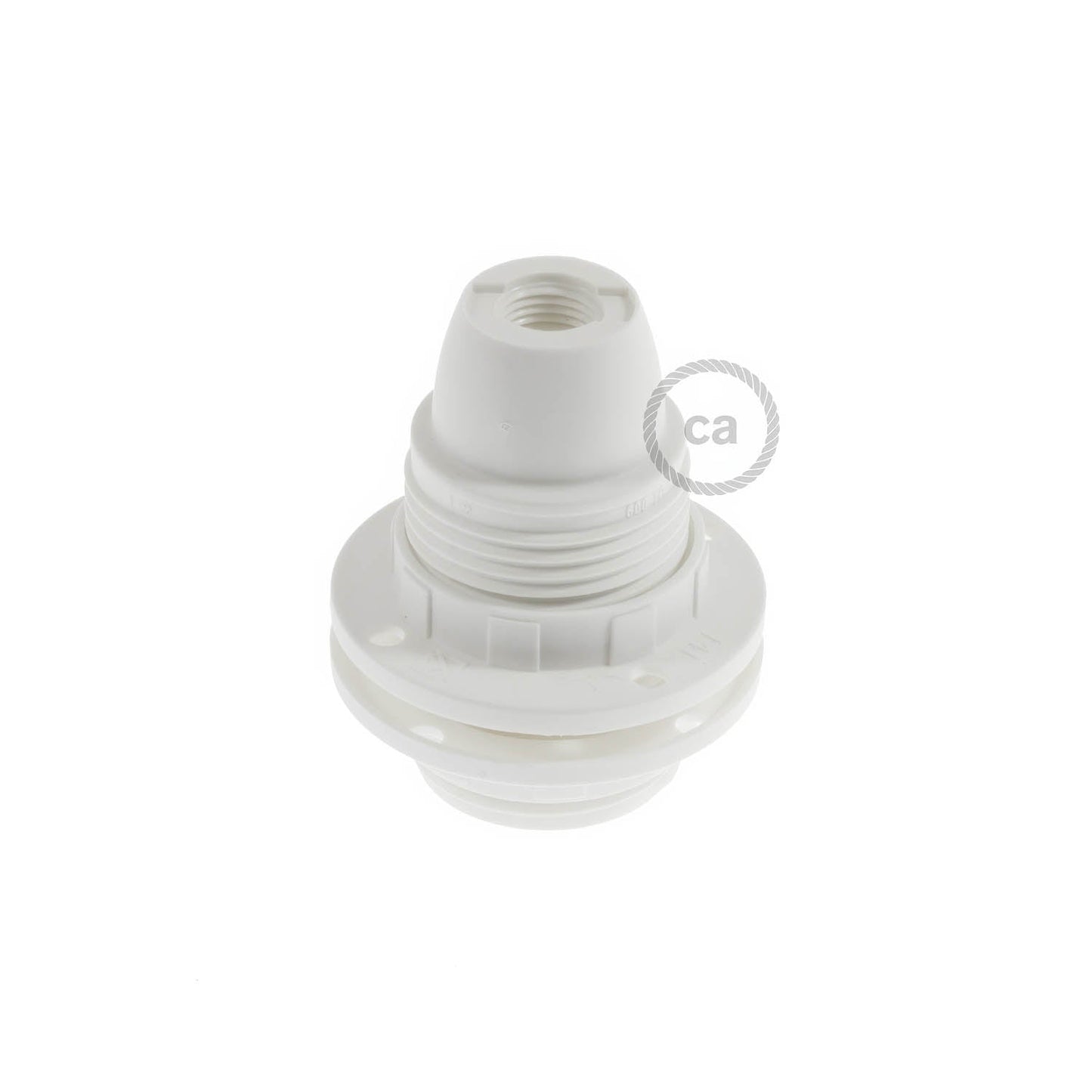 Kit portalampada E14 in termoplastica con doppia ghiera per paralume - Bianco