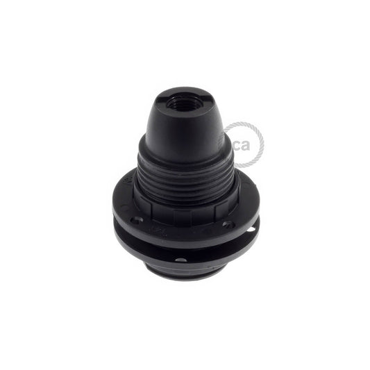 Kit portalampada E14 in termoplastica con doppia ghiera per paralume - Nero