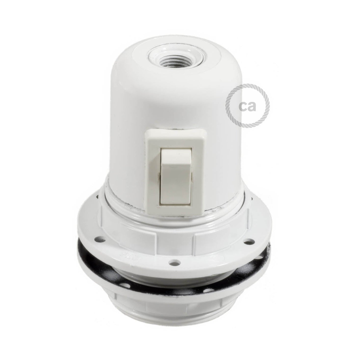 Double Ferrule Bakelite Phenolic E26 light bulb socket - ON/OFF SWITCH - White