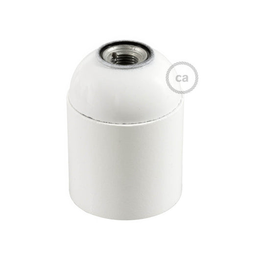 Smooth Sided Bakelite Phenolic E26 light bulb socket - White