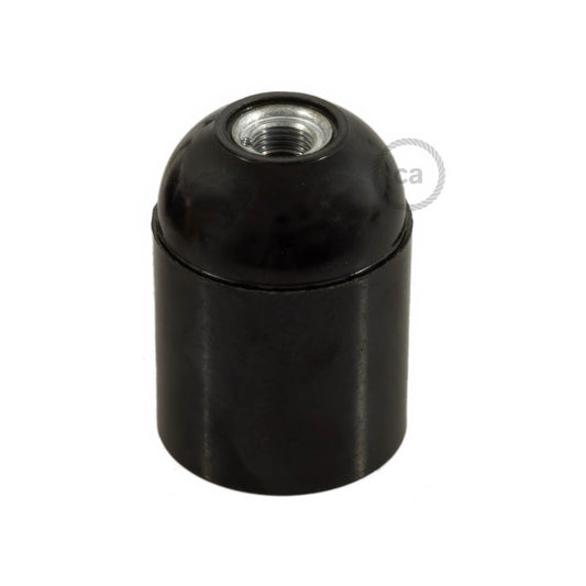 Kit portalampada E27 in bakelite - Nero