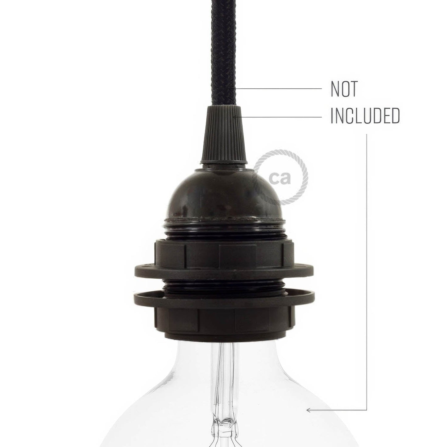 Double Ferrule Bakelite Phenolic E26 light bulb socket - Black