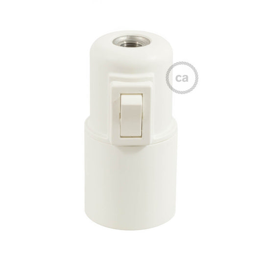 Kit portalampada E27 in termoplastica con interruttore - Bianco