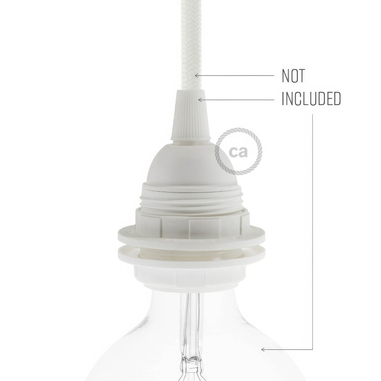 Double Ferrule Thermoplastic E26 light bulb socket - White