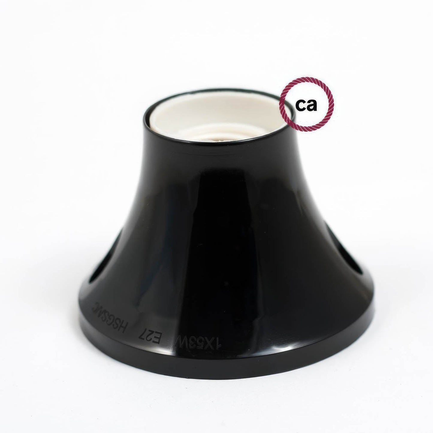 Portalampada 90° E27 a parete o soffitto in termoplastica - Nero