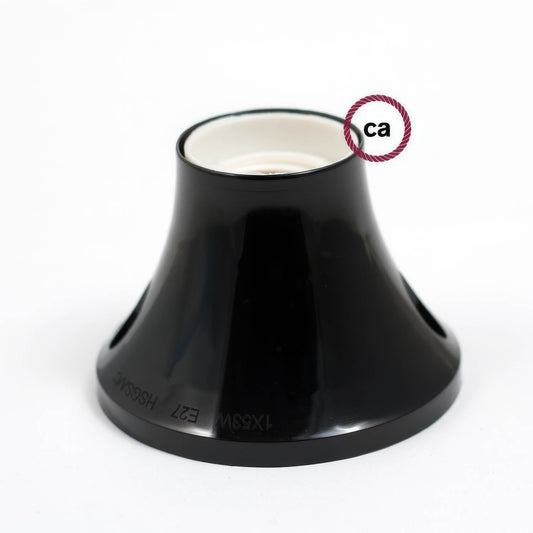 Portalampada 90° E27 a parete o soffitto in termoplastica - Nero
