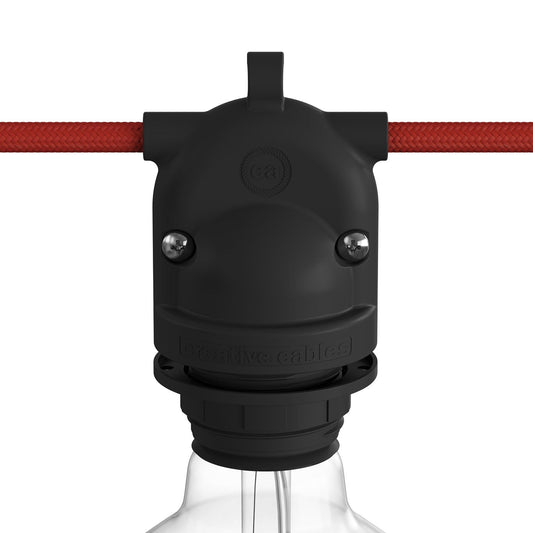 Eiva-2 - Portalampada per esterno a doppia uscita IP65 attacco E27 per sistema Modulair - Nero