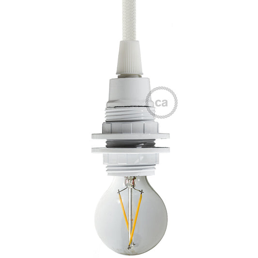 E12 UL Painted Double Ferrule Phenolic Bakelite Light Socket - White