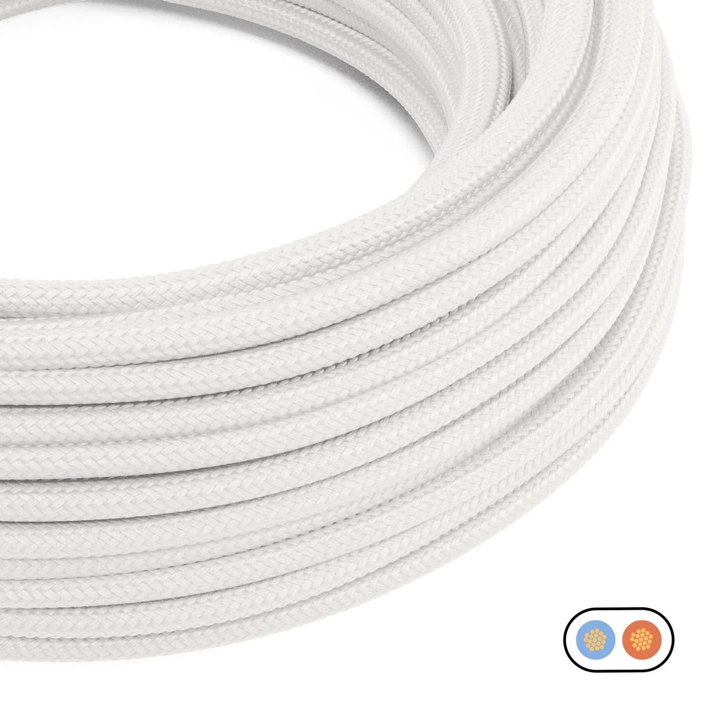 Cavo elettrico tessile piatto Bianco Ottico lucido - PM01