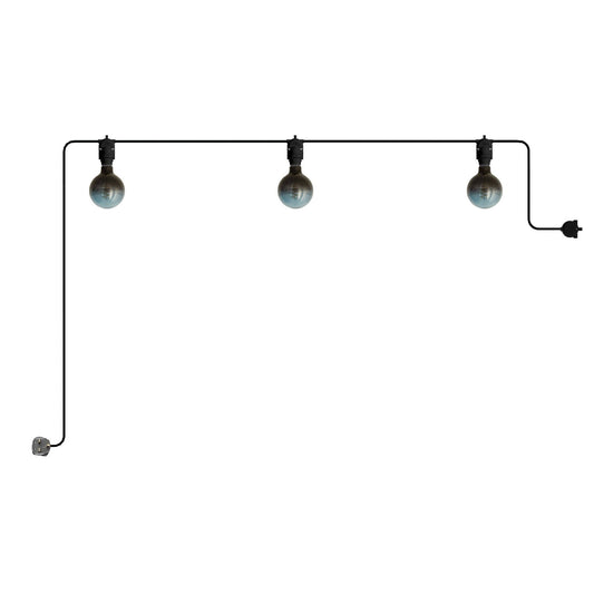 Catenaria Modulair da esterno IP65 portatile con 3 luci e spina UK - Nero