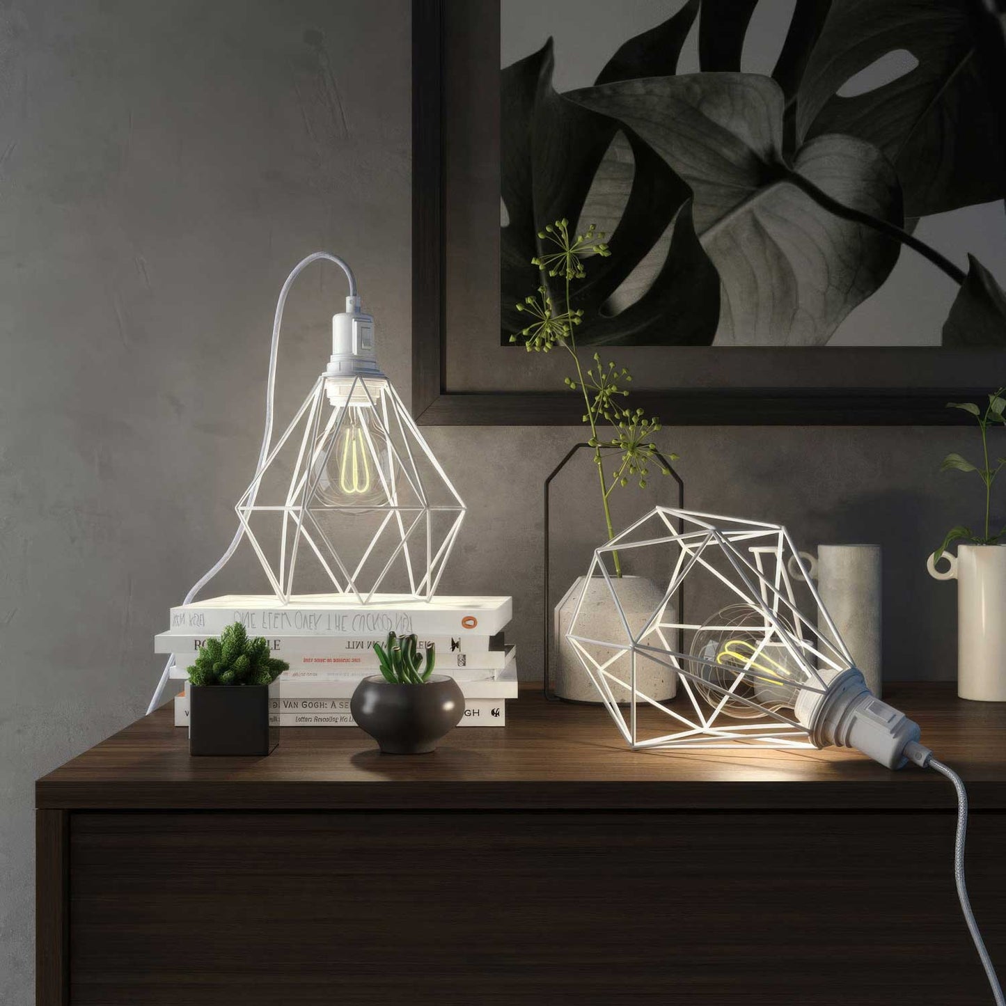 Table Snake - Lampada plug-in con paralume a gabbia Diamond - Bianco