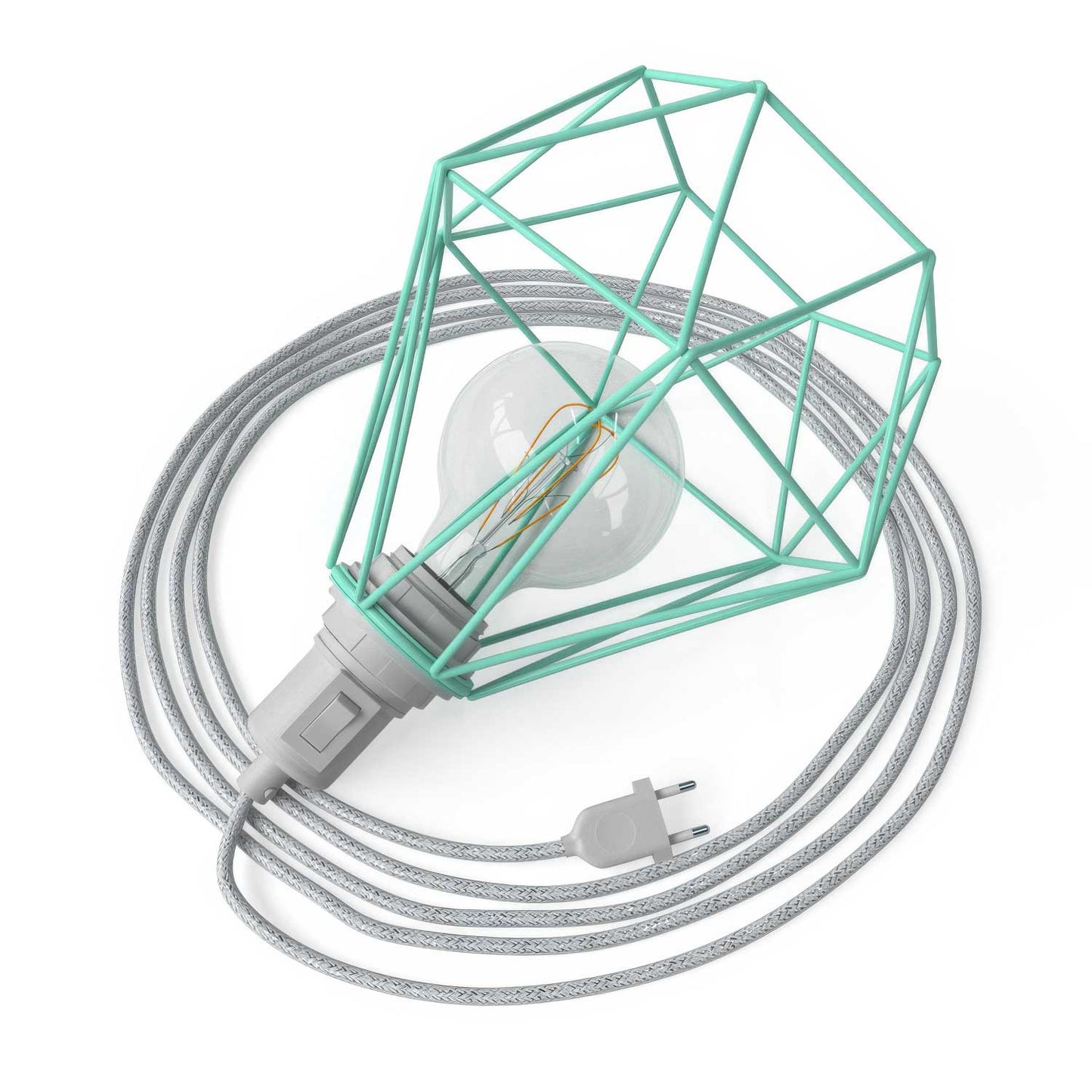 Table Snake - Lampada plug-in con paralume a gabbia Diamond - Turchese