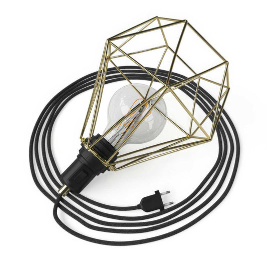 Table Snake - Lampada plug-in con paralume a gabbia Diamond - Ottone