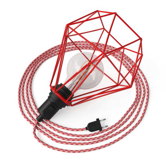 Table Snake - Lampada plug-in con paralume a gabbia Diamond - Rosso